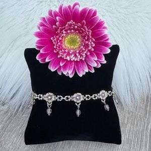 💜 BRIGHTON Retired Forget Me Not Lavender Enamel Flower Charm Bracelet